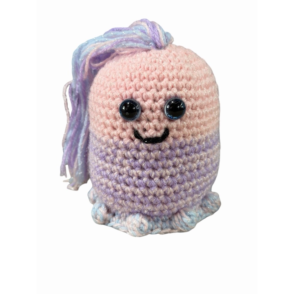 NEW Handmade Crochet Mini Monster Plushie acrylic pink purple blue
